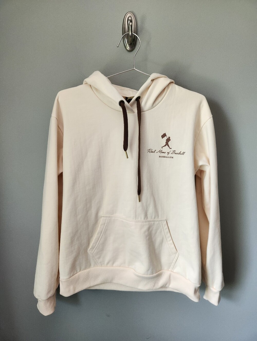 Baseballism Real Moms Of Baseball Hoodie Cream Ivory Women's Size Small